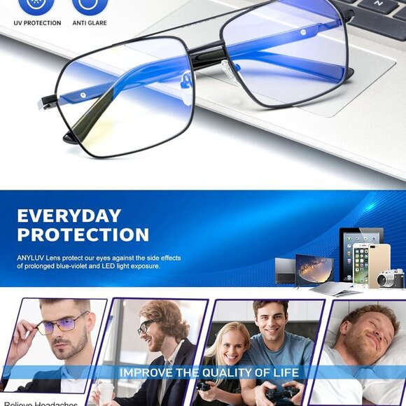 Blue Light Glasses Men/Women, Blue Light Blocking Glasses, Computer Screen Block - Picture 7 of 7